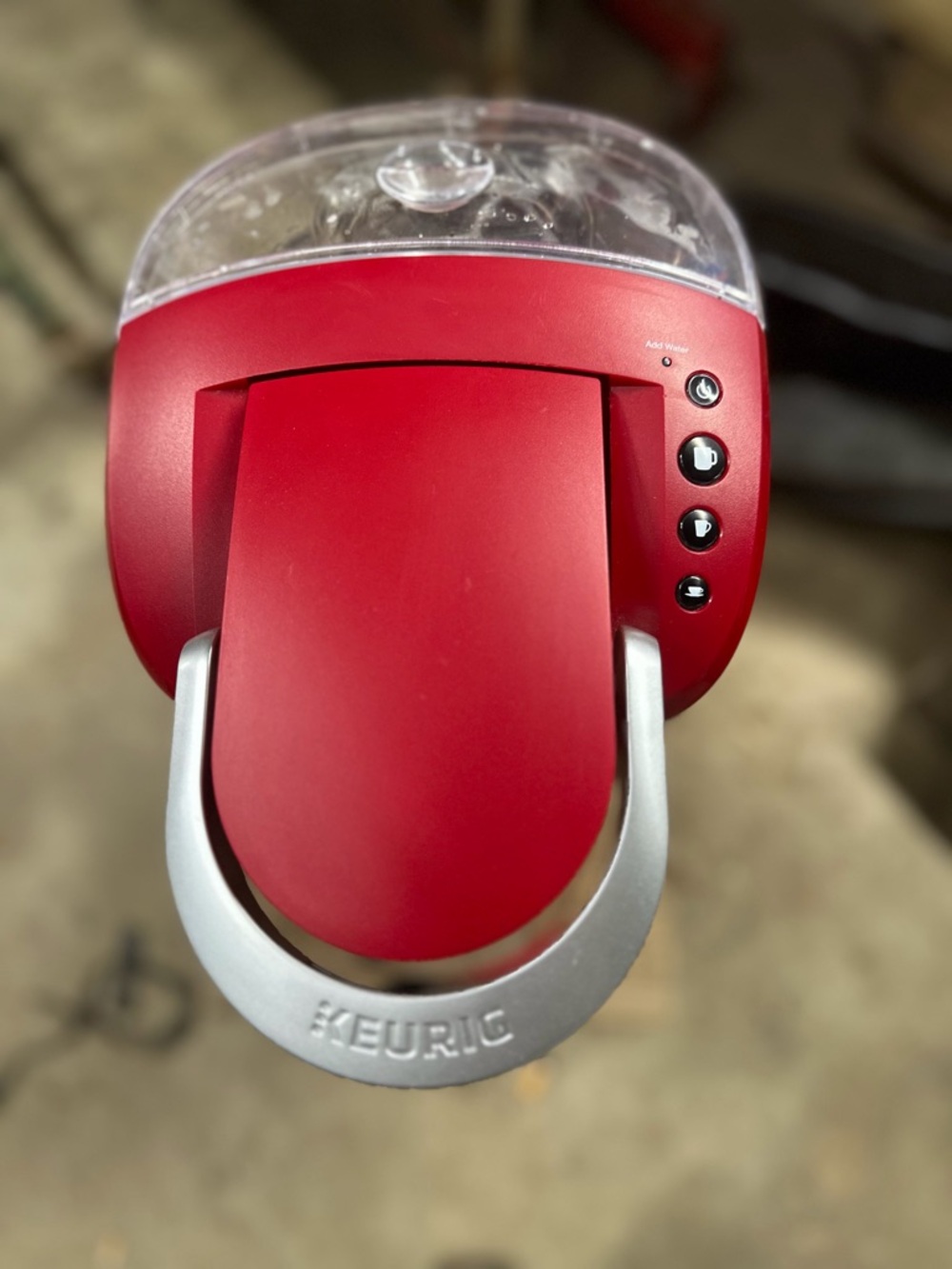 Keurig Single-Serve Coffee Maker in Red with Silver Handle